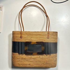 Lisi Lerch Bosom Buddy Bags Charlotte Black Band with a Tortosie Buckle & wicker